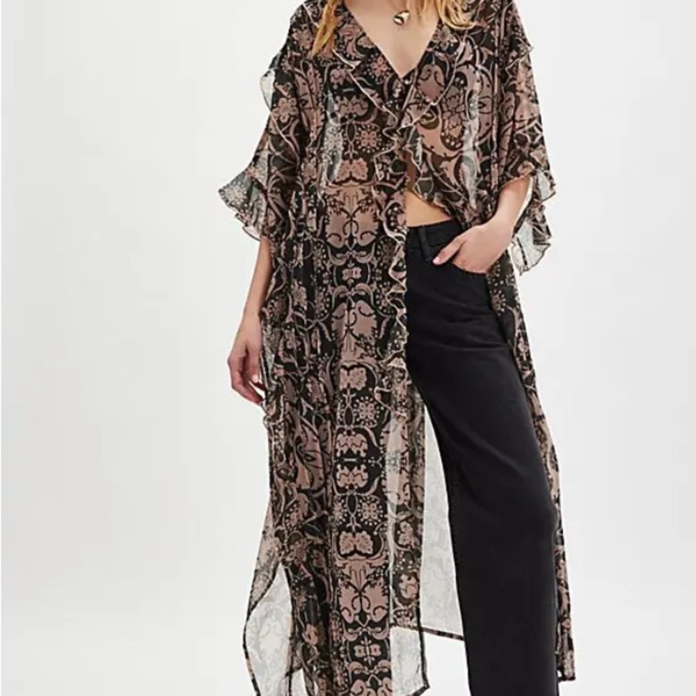 Free People Black Sheer Duster